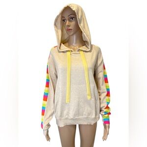 FATE COLOR BLOCK SLEEVE DETAIL HOODIE SWEATER  size S